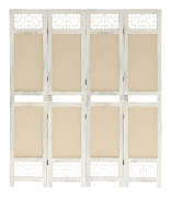 338559 vidaXL 4-Panel Room Divider Cream 140x165 cm Fabric