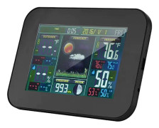 Trådlös Väderstation Inomhus Utomhus Termometer Hygrometer Digital Färgskärm (Svart EU)