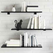 Hyllplan 8 st svart högglans 80x30x1,5 cm spånskiva