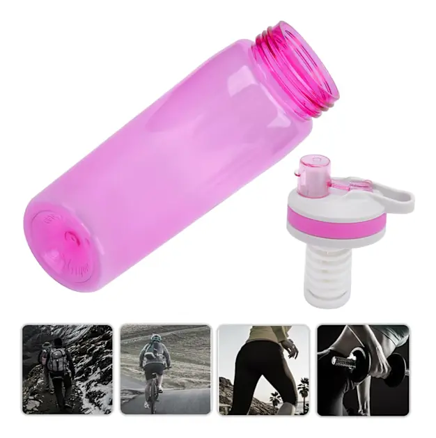 770ml Bärbar Filtrerad Vattenflaska Utomhus Vattenrenare för Camping Vandring Nödsituation Rosa