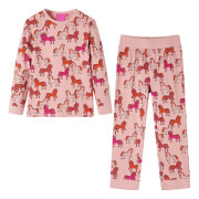 vidaXL Pyjamas med långa ärmar för barn ljusrosa 140