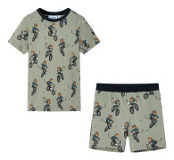 Barnpyjamas med korta ärmar ljus khaki 104