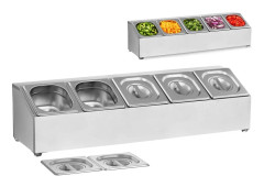 Displaystativ för cateringcontainrar 5 x GN1/6 + 5 x Containers