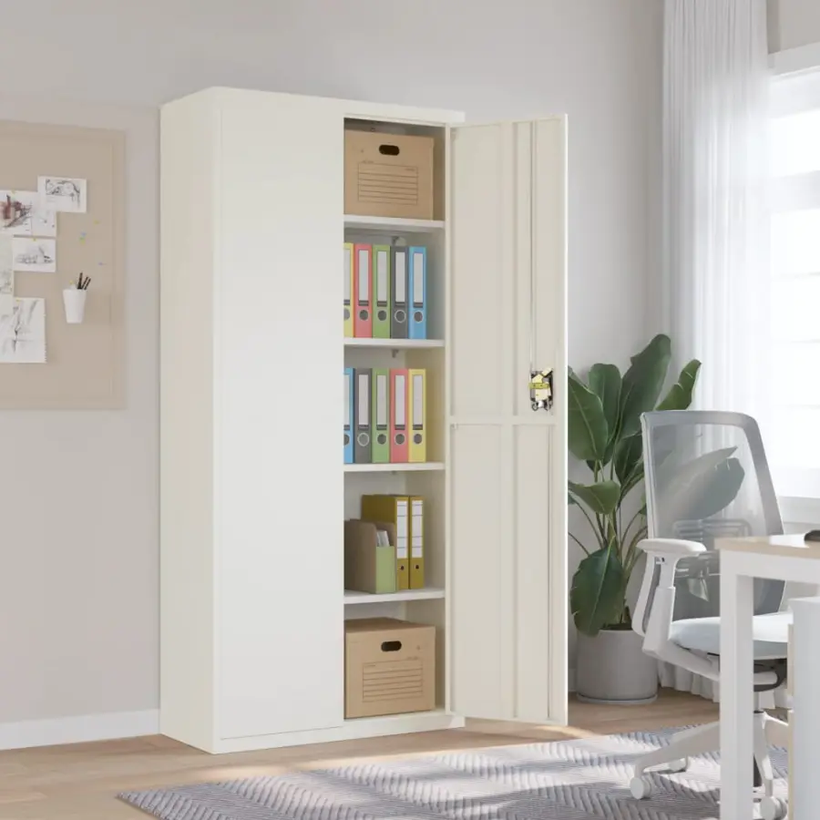 vidaXL Dokumentskåp vit 90x40x200 cm stål