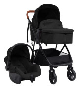 vidaXL Barnvagn 3-i-1 antracit och svart stål