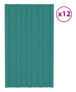 vidaXL Takprofiler 12 st galvaniserat stål grön 80x45 cm