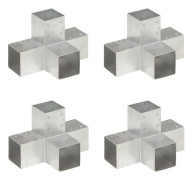 Stolpbeslag 4 st X-form galvaniserad metall 91x91 mm