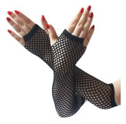 Fishnet-handskar Mjuka Andningsbara Punk-stil Halvfinger Svarta Långa Fishnet-handskar för Fest Bal Halloween Jul