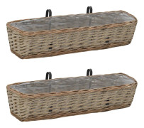 Balkonglåda 2 st korg med PE-foder 80 cm