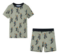 Barnpyjamas med korta ärmar ljus khaki 116