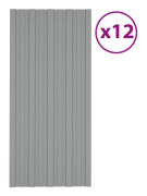 vidaXL Takprofiler 12 st galvaniserat stål grå 100x45 cm