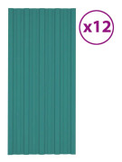 vidaXL Takprofiler 12 st galvaniserat stål grön 100x45 cm