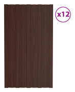 vidaXL Takprofiler 12 st galvaniserat stål brun 80x45 cm