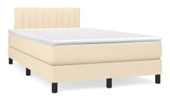 vidaXL Ramsäng med madrass gräddvit 120x190 cm tyg