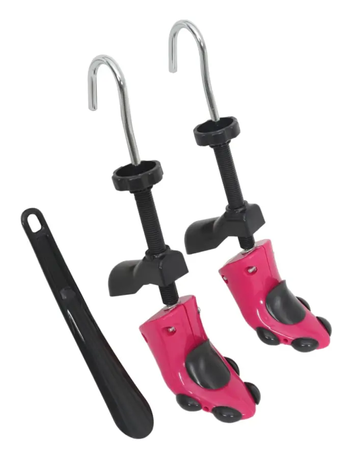 vidaXL Skosträckare med skohorn rosa EU 34-40 plast