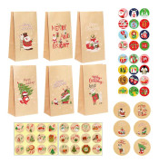 Julkalender Papperspåse Återanvändbar Fyll Själv 24 Papperspåsar Återanvändbara Set Och Nummerklistermärke Set DIY Julkalender style 3