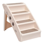 vidaXL Hopfällbar hundtrappa gräddvit 62x40x49,5 cm