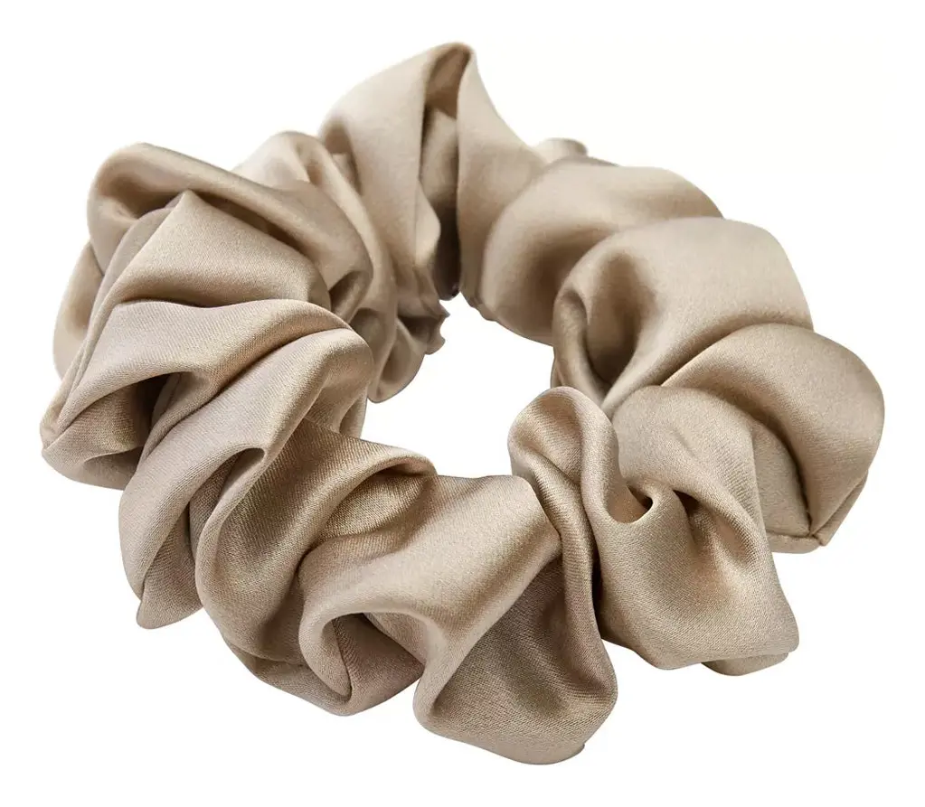 Lenoites Mulberry Silk Scrunchie Antique Gold