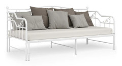 Utdragbar sängram bäddsoffa vit metall 90x200 cm - Vit