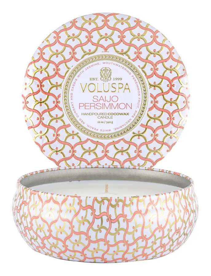 Voluspa 3-Wick Candle Decorative Tin Saijo Persimmon 340g