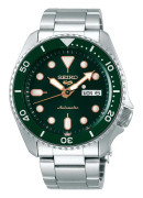 Armbandsklocka - Seiko 5 automatisk sportklocka med grön ram - Material: Stål