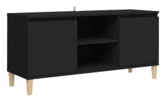 TV-bänk med massiva ben svart 103,5x35x50 cm - Svart