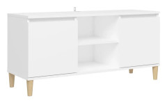 TV-bänk med massiva ben vit 103,5x35x50 cm - Vit