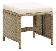 Trädgårdspallar 4 st med dynor konstrotting beige - Beige