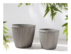 Kruka Taupe Stenblandning ⌀ 44 cm Massiv Rund Utomhus Väderbeständig