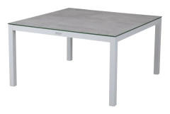 Brafab, Belfort soffbord vit/grå aluminium 90x90 3D-printad glasskiva