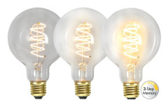 Star Trading LED-lampa E27 glob 95cm klar 3-stegsdimmer, 4W