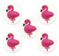 5 st Tropical Flamingo Sugarcraft Toppers - Handgjord Ätbar Tårtdekoration