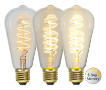 Star Trading LED-lampa E27 edison Decoled Spiral Clear 3-stegsdimmer 4W