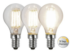 LED-Lampa E14 P45 Clear White 3-Step Memory
