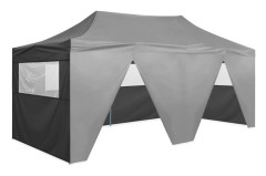 vidaXL Hopfällbart partytält med 4 sidoväggar 3x6 m stål antracit