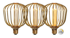 LED-lampa Star Trading E27 G125 Basket Gold