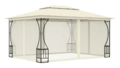 vidaXL Paviljong med draperier 300x400x265 cm gräddvit