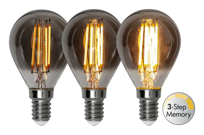 LED-lampa E14 klot 2,9W Soft Glow Smoke 3-Step Memory
