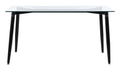 Matbord Genomskinlig Glasskiva Svarta Ben 150 x 90 cm Modern Design Rektangulärt