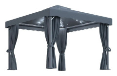 vidaXL Paviljong med draperi 3x3 m antracit aluminium