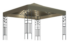 Paviljong med ljusslinga LED 3x3 m taupe