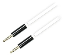 DELTACO ljudkabel, 3,5mm hane till 3,5mm hane, 1m, vit (AUD-103)