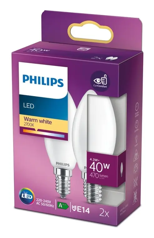 2-pack LED E14 Kron 40W Frost 470lm