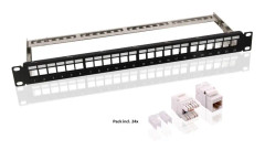 goobay - Anslutningskort - RJ-45 X 24 - svart - 1U - 19"- med 24x CAT 6 UTP-uttag