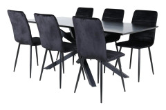 Piazza Matgrupp 180 cm Rektangulär med 6 Windu stolar - Svart
