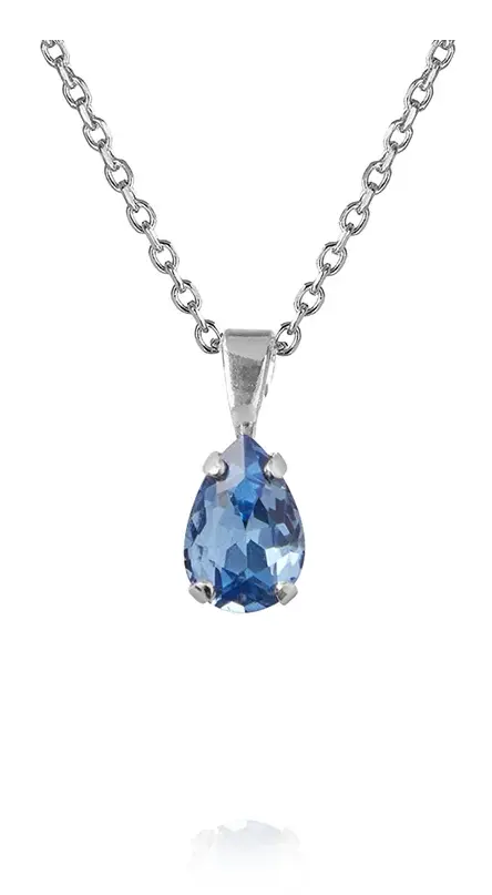 Caroline Svedbom - Petite Drop Necklace Rhodium Lapis