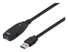 DELTACO aktiv USB 3.0-förlängningskabel, Typ A ha - ho, 2m, blå