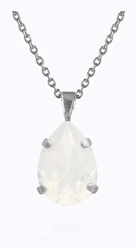 Caroline Svedbom - Mini Drop Necklace Rhodium White Opal