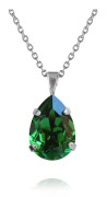 Caroline Svedbom - Mini Drop Necklace Rhodium Dark Moss Green