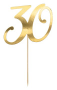Tårtdekoration 30 år, guld
